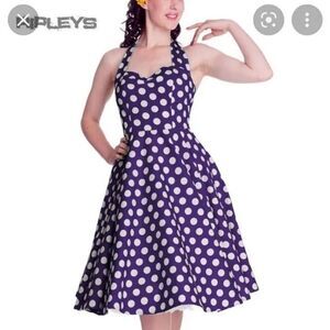 Hell Bunny Vixen Mariam Polka Dot Halter Swing Retro Dress size 2XL Pin Up